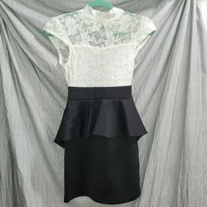 Black and white lace dress